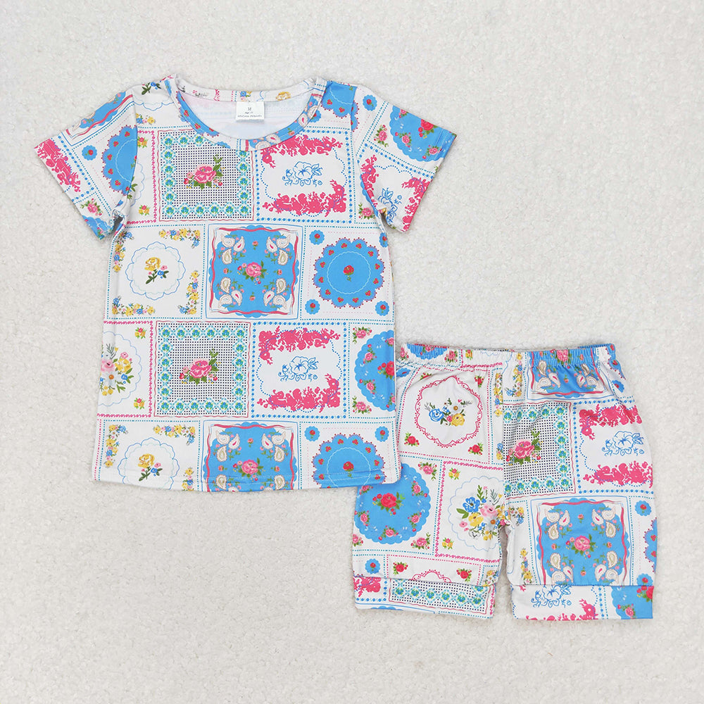 Sibling Baby Girls White Flowers Dresses Pajamas Outfits