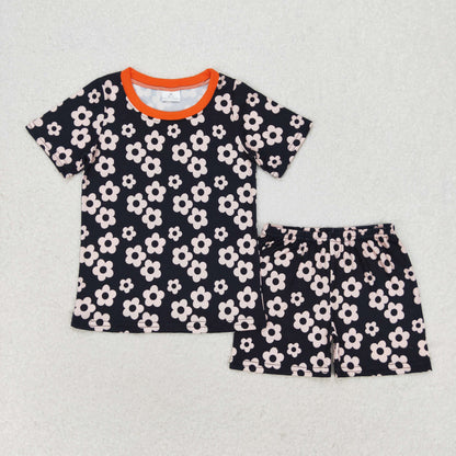 Sibling Baby Girls Flowers Plaid Tee Shirts Shorts Summer Clothes Sets