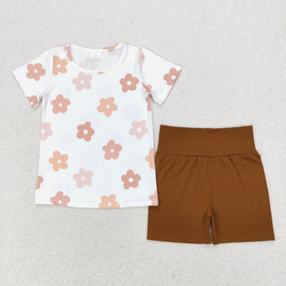 Sibling Baby Girls Colorful Stripe Floral Shirt Short Summer Clothes Sets