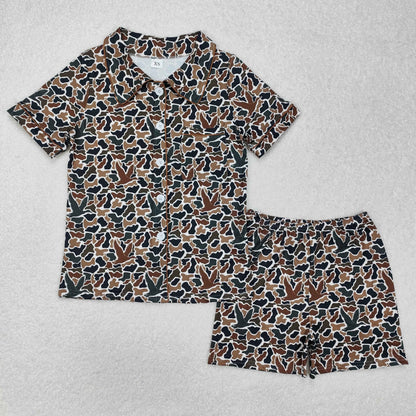 Sibling Adult Women Bows Leopard Pocket Buttons Tops Shorts Pajamas Sets