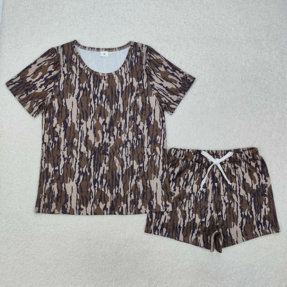 Sibling Adult Women Short Sleeve Tops Shorts Pajamas Sets