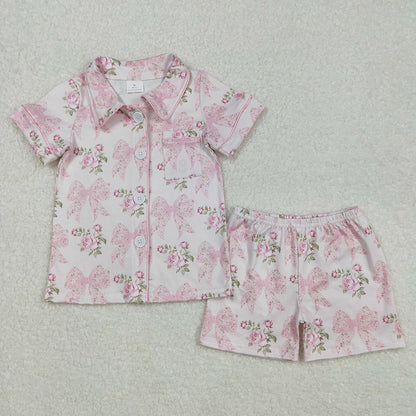 6 Colors Western Girls Boys Button Up Pajamas Sets