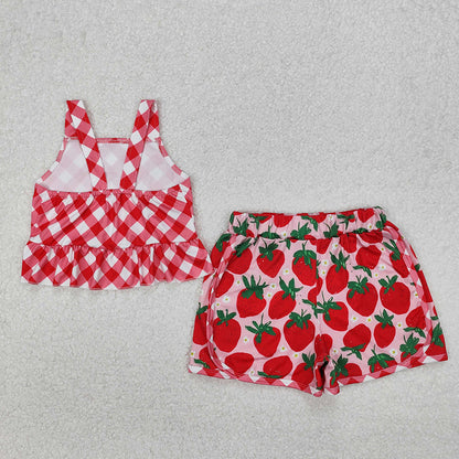 Sibling Baby Girls Summer Straps Top Shorts Clothes Sets