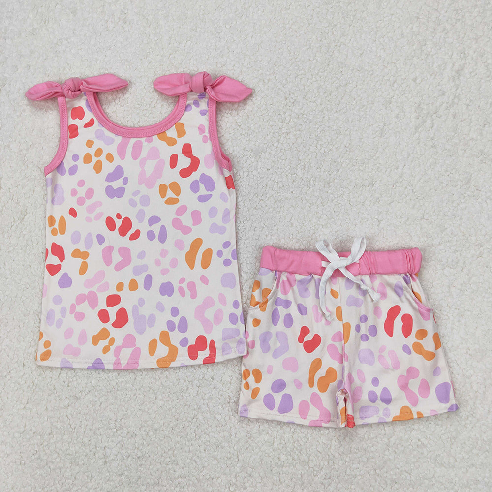 Sibling Baby Girls Summer Bows Top Shorts Clothes Sets