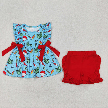 Sibling Boys Baby Girls Fishing Float Rompers Dresses Summer Outfits