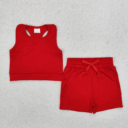 Sibling 4 colors Baby Girls Vest Top Yoga Sports Shorts Outfits