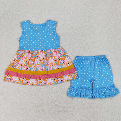 Sibling Baby Girls Floral Ruffle Tunic Shorts Clothes Sets