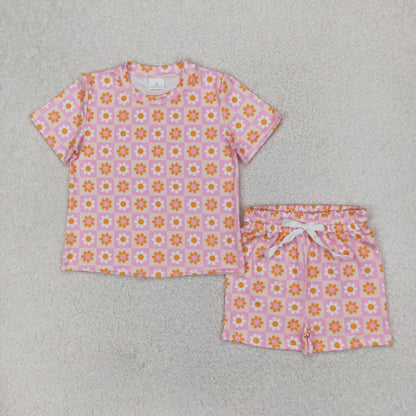 Sibling Baby Girls Colorful Stripe Floral Shirt Short Summer Clothes Sets