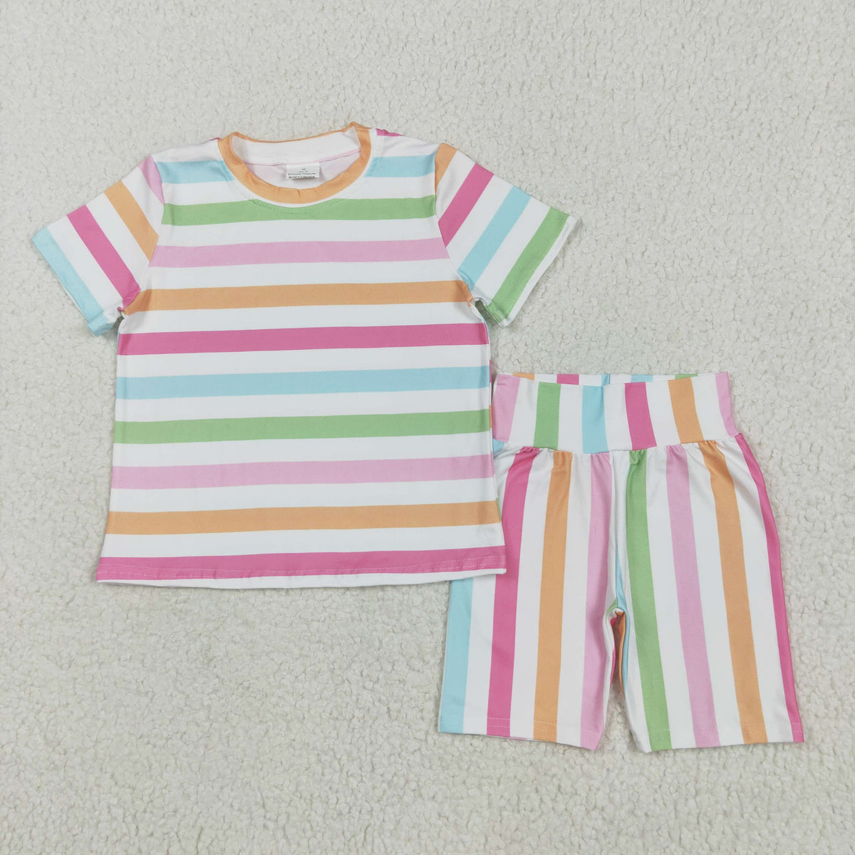 Sibling Baby Girls Colorful Stripe Floral Shirt Short Summer Clothes Sets