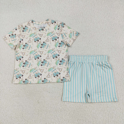 Sibling Baby Girls Colorful Stripe Floral Shirt Short Summer Clothes Sets