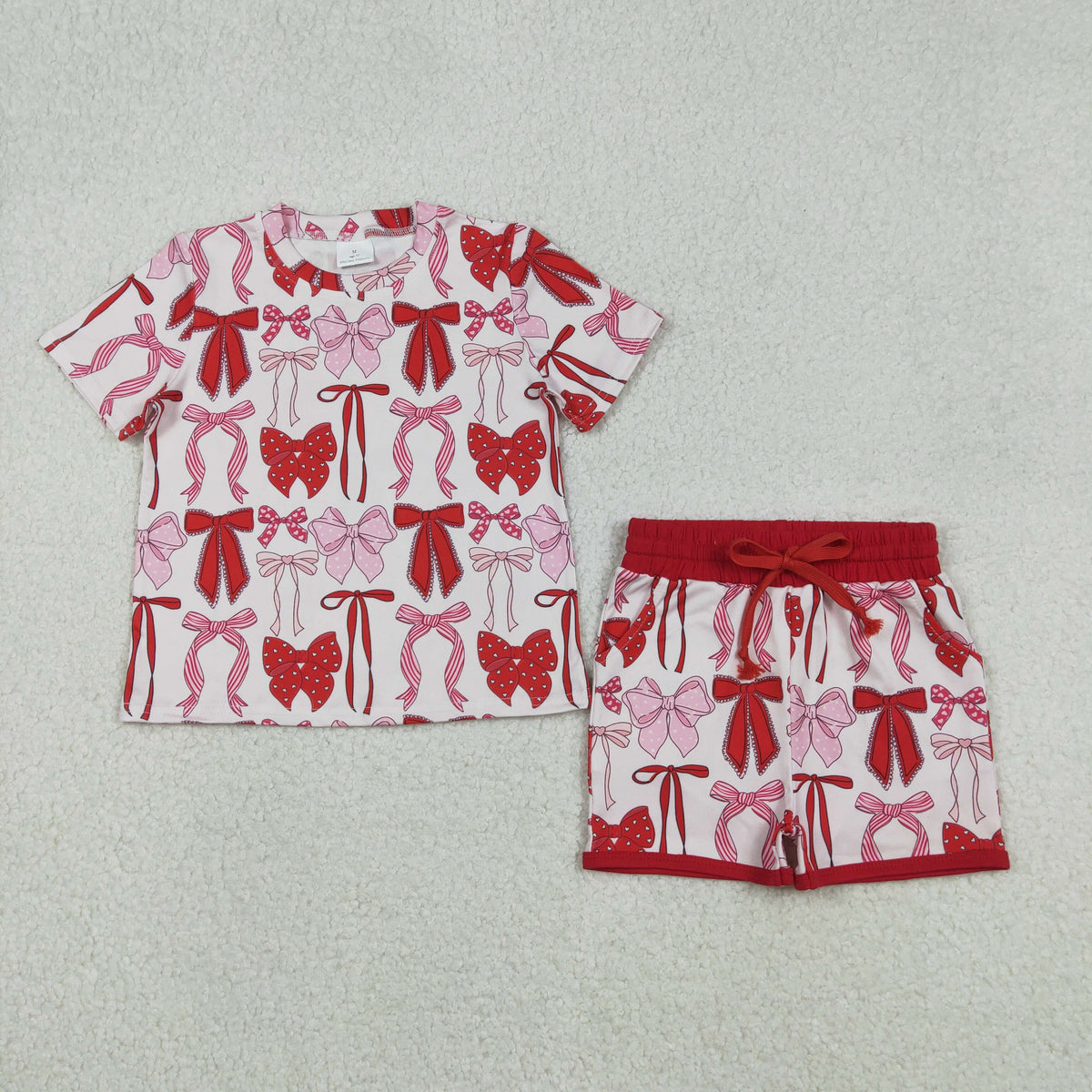 Sibling Baby Girls Blue Red Bows Top Pockets Shorts 4th of July Clothes Pajamas Sets