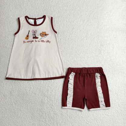 GSSO2763 Baby Girls It's Alright to Be Little Billy Tunic Ruffle Short Western Clothes Set