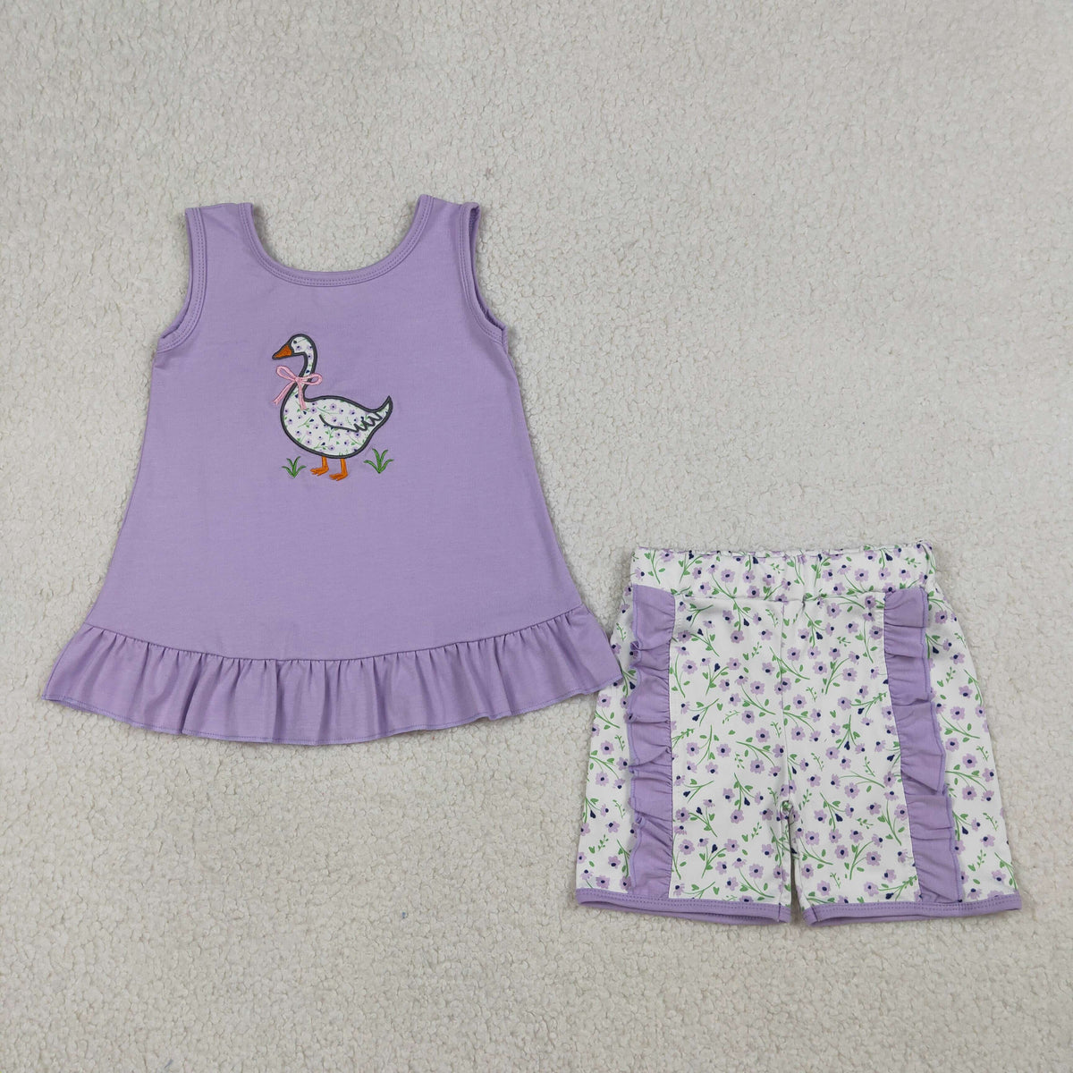 Sibling Baby Girls Embroidery Floral Goose Tunic Ruffle Bummies Shorts Clothes Set Dresses
