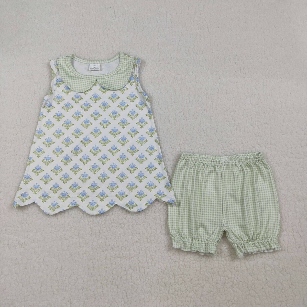 Sibling Baby Girls Colorful Flowers Beach Bows Tunic Ruffle Short Clothes Sets