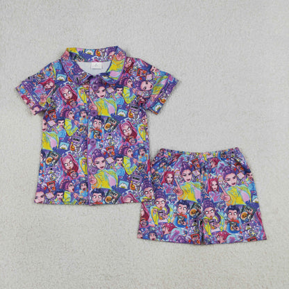 Sibling Baby Girls Demon Hunter Button Short Pajamas Bell Bottom Pant Clothes Sets