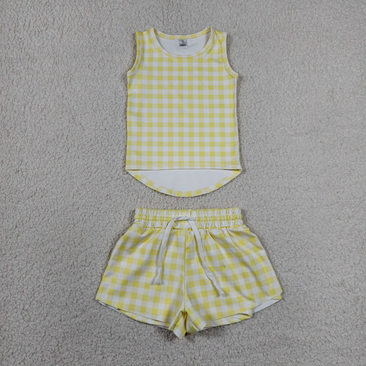 Sibling Baby Girls Checked Vest Top Butterfly Shorts Yoga Active Clothes Sets