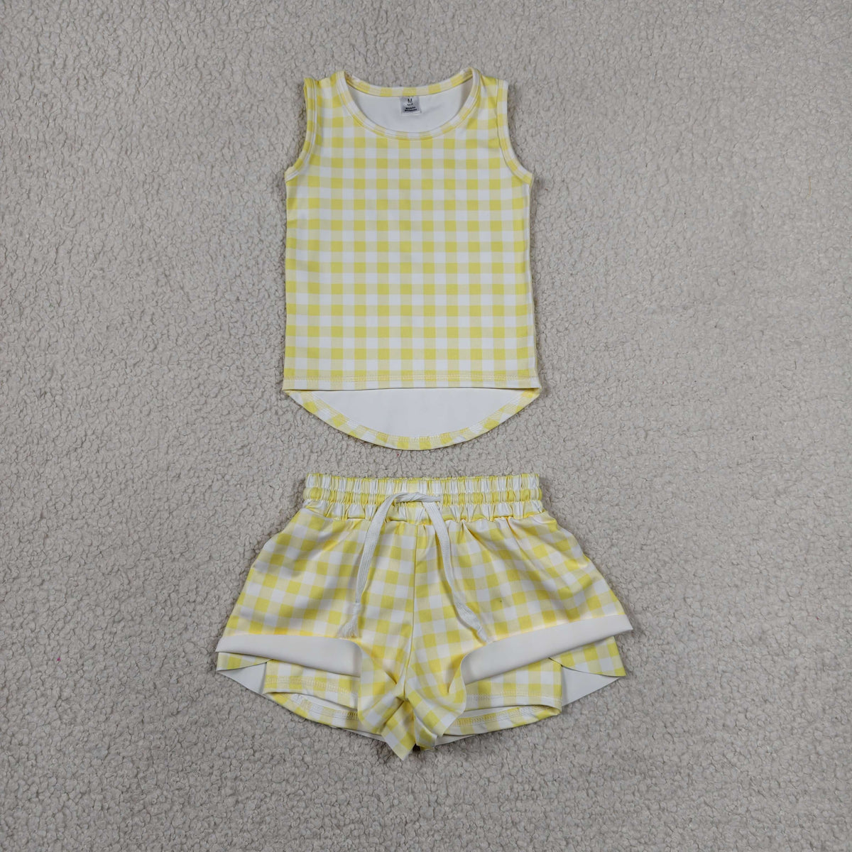 Sibling Baby Girls Checked Vest Top Butterfly Shorts Yoga Active Clothes Sets