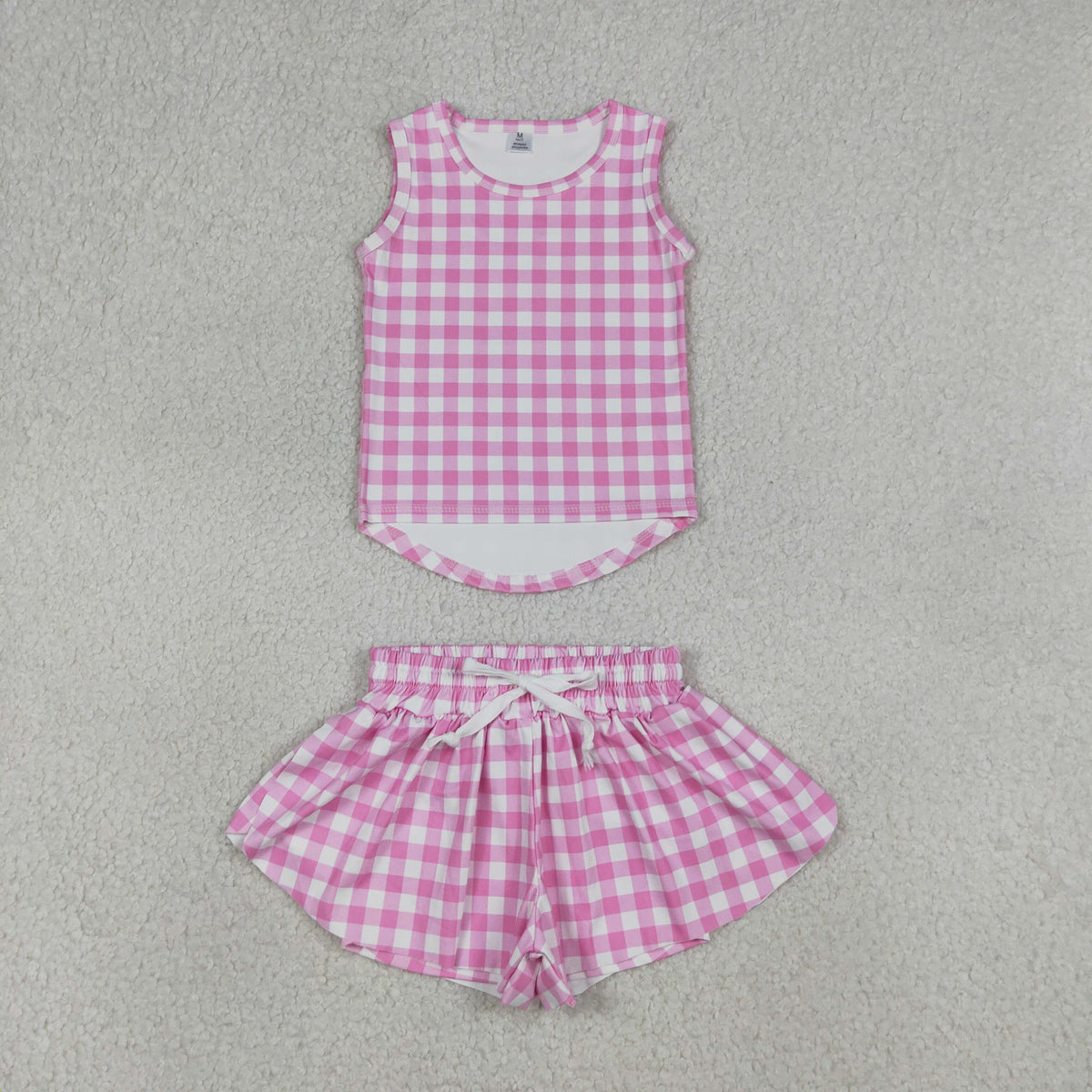 Sibling Baby Girls Checked Vest Top Butterfly Shorts Yoga Active Clothes Sets