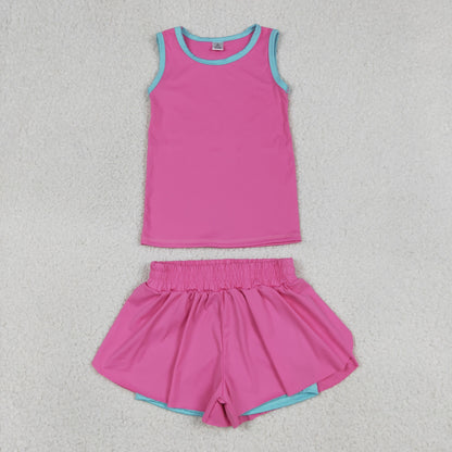 Sibling Baby Girls Sleeveless Vest Top Butterfly Short Yoga Active Clothes Sets