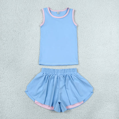 Sibling Baby Girls Sleeveless Vest Top Butterfly Short Yoga Active Clothes Sets