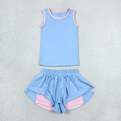 Sibling Baby Girls Sleeveless Vest Top Butterfly Short Yoga Active Clothes Sets