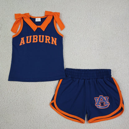 Sibling Baby Girls Bows Sleeveless Shirts Top Short Vinyl Team Clothes Sets