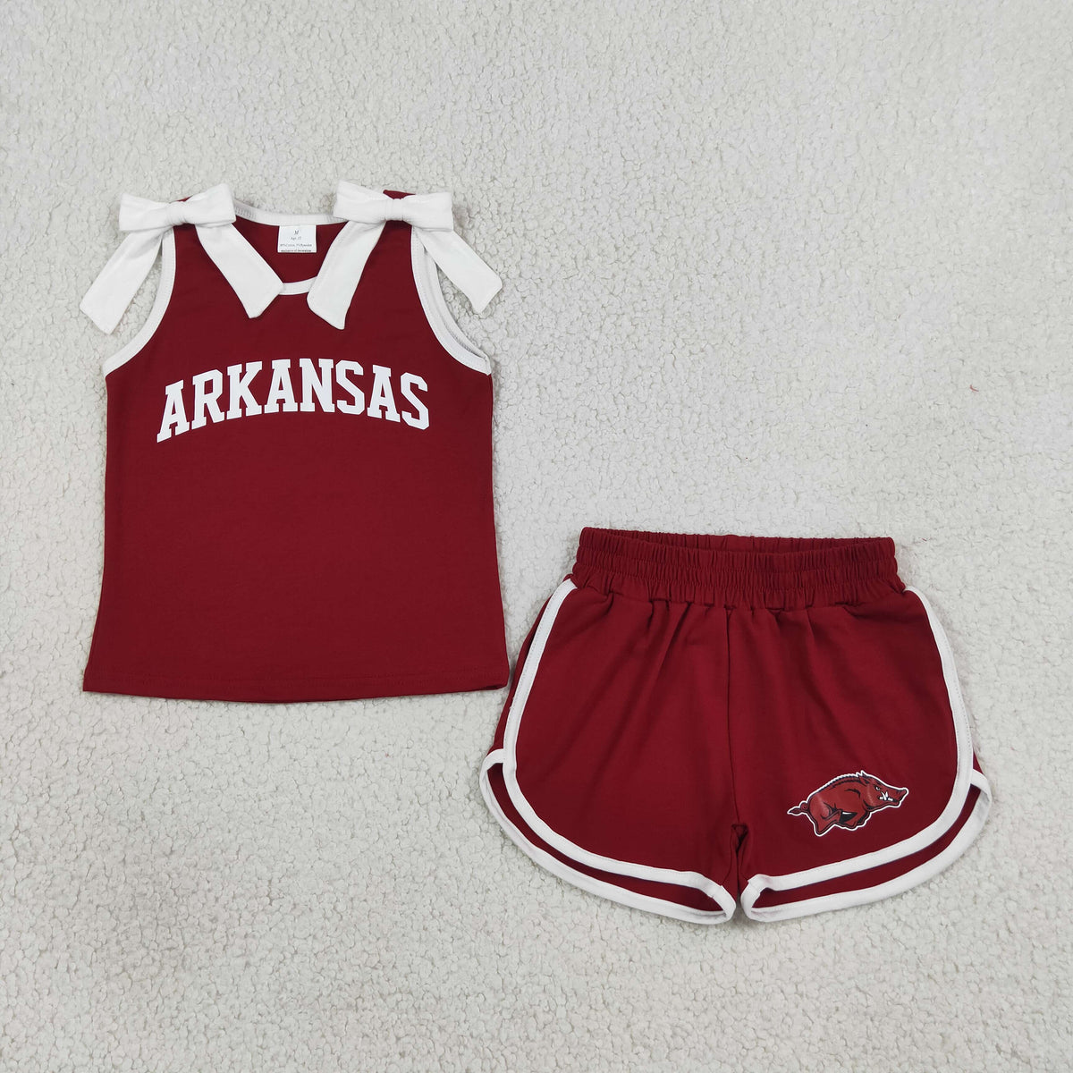 Sibling Baby Girls Bows Sleeveless Shirts Top Short Vinyl Team Clothes Sets