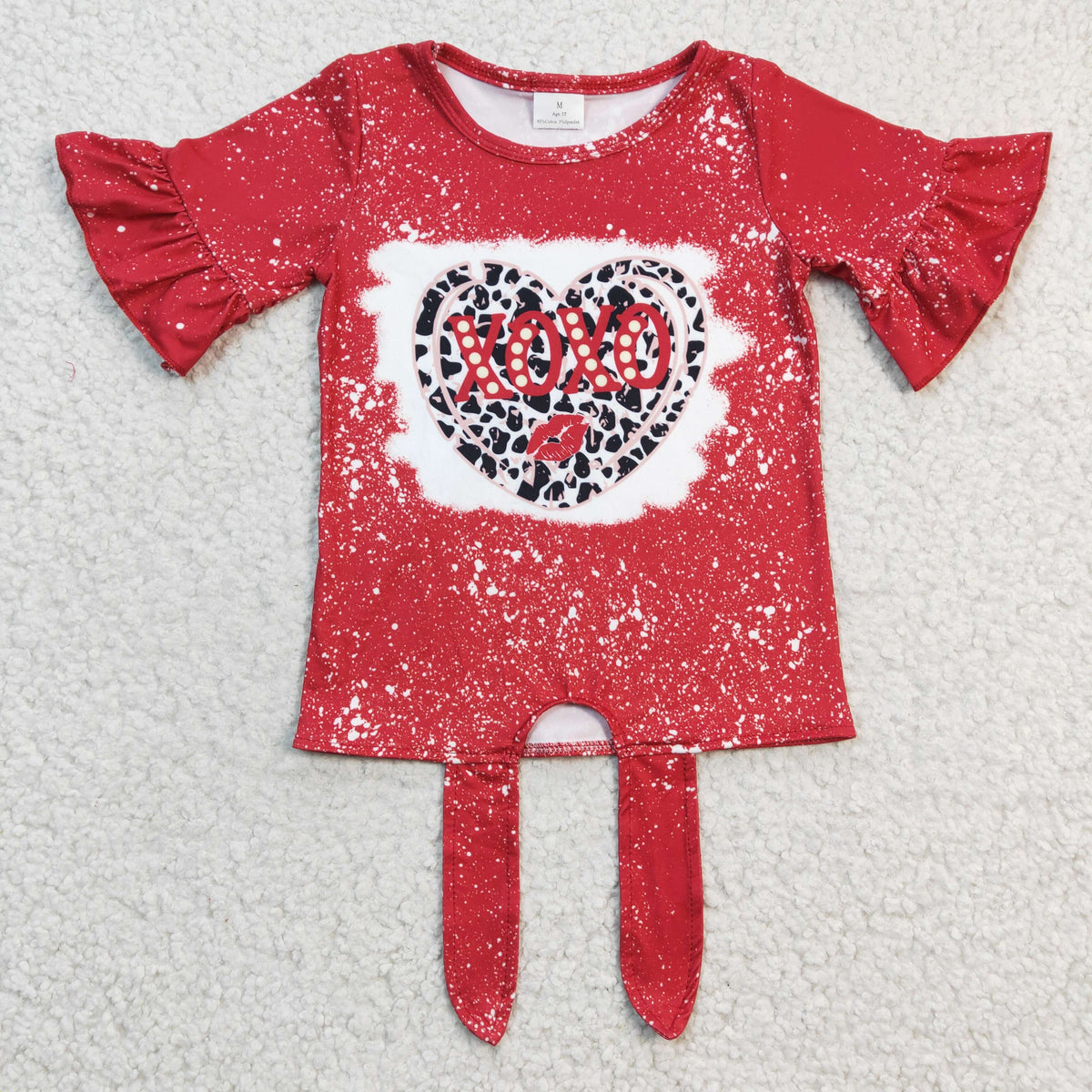 Sibling Baby Girls Leopard Hearts Valentine Tee Shirts Top