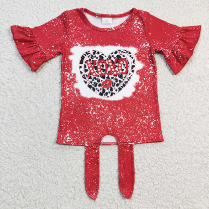 Sibling Baby Girls Leopard Hearts Valentine Tee Shirts Top