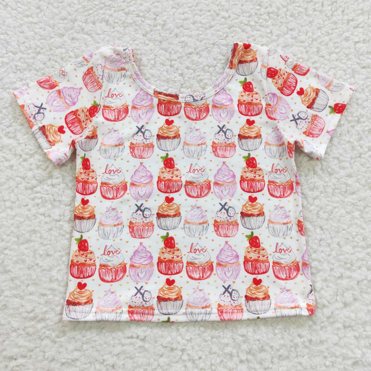 Sibling Baby Girls Flowers Cakes Tee Shirts Top