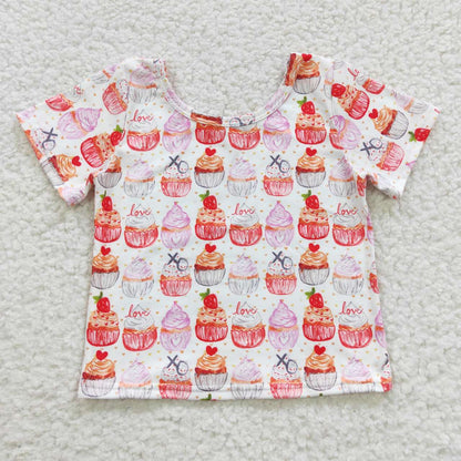 Sibling Baby Girls Flowers Cakes Tee Shirts Top