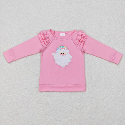 Sibling Baby Boys Girls Embroidery Santa Trees Deer Christmas Tee Shirts Top