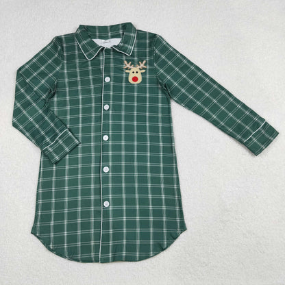Sibling Adult Women Long Sleeve Gingerbread Holly Deer Christmas Button Shirts Top