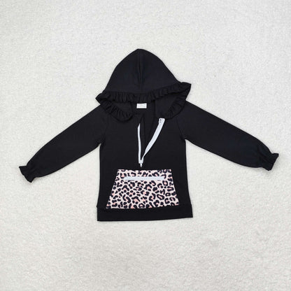 Sibling Baby Girls Ruffle Hooded Fall Pocket Pullovers Tops