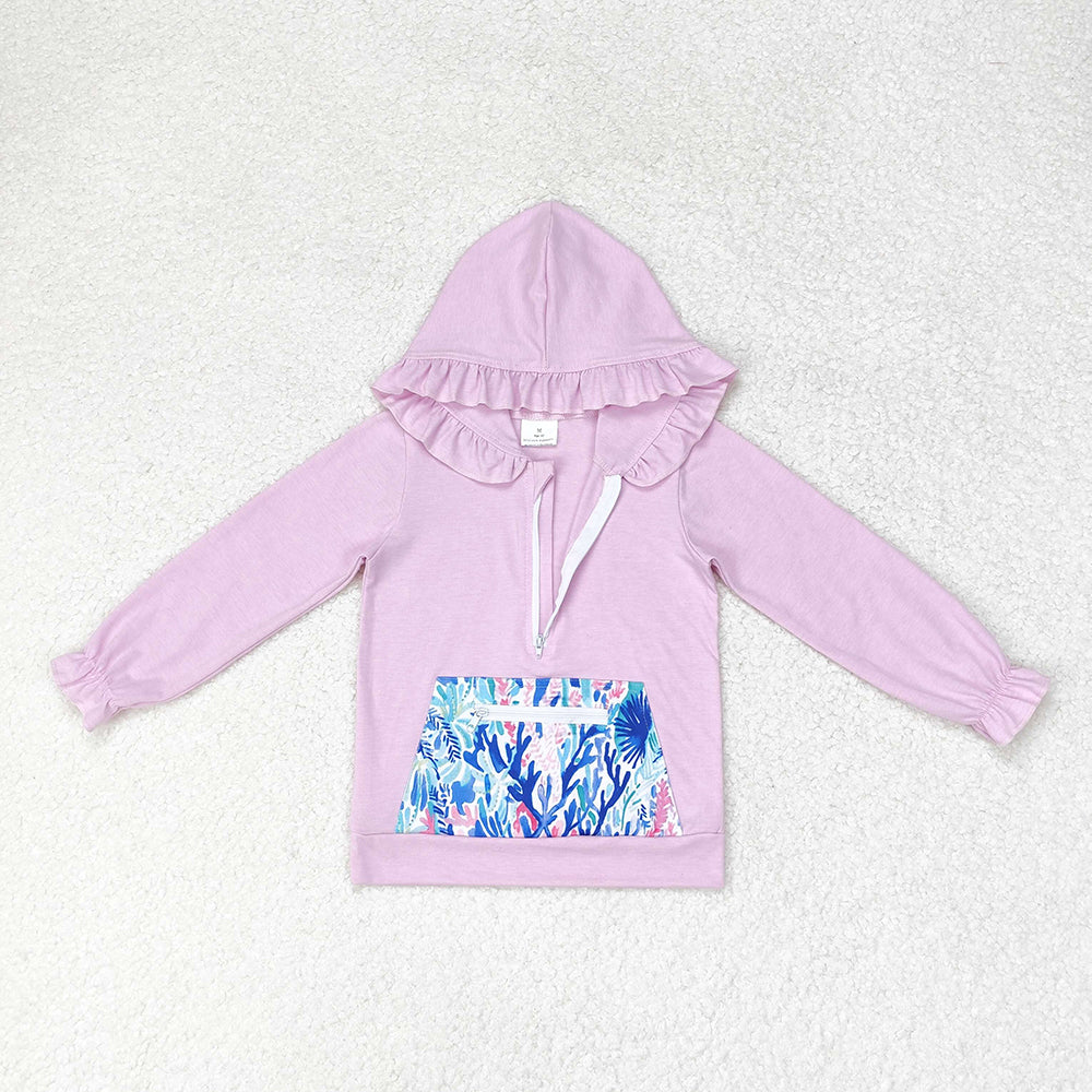 Sibling Baby Girls Ruffle Hooded Fall Pocket Pullovers Tops