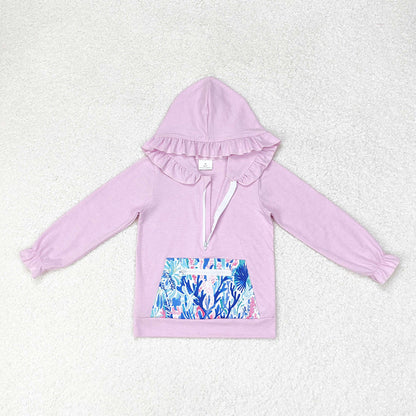 Sibling Baby Girls Ruffle Hooded Fall Pocket Pullovers Tops