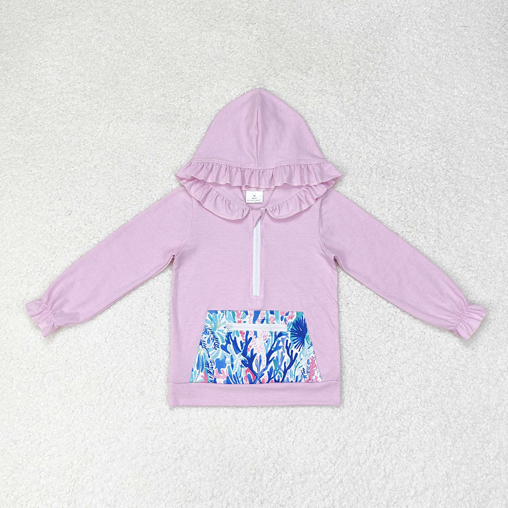 Sibling Baby Girls Ruffle Hooded Fall Pocket Pullovers Tops