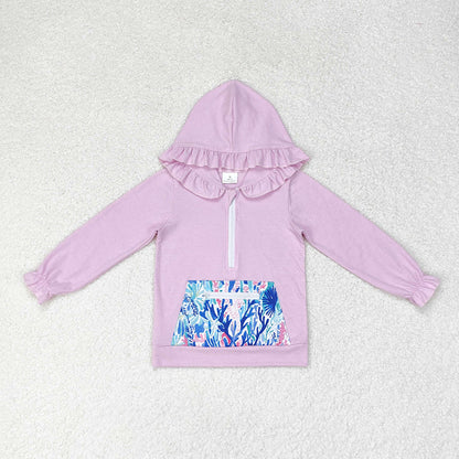 Sibling Baby Girls Ruffle Hooded Fall Pocket Pullovers Tops