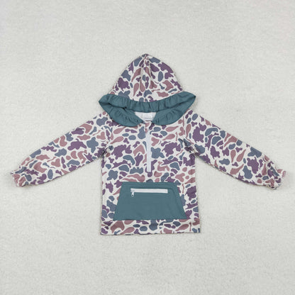 Sibling Baby Kids Southern Lavender Camo Polo Zip Pocket Hoodies Leggings