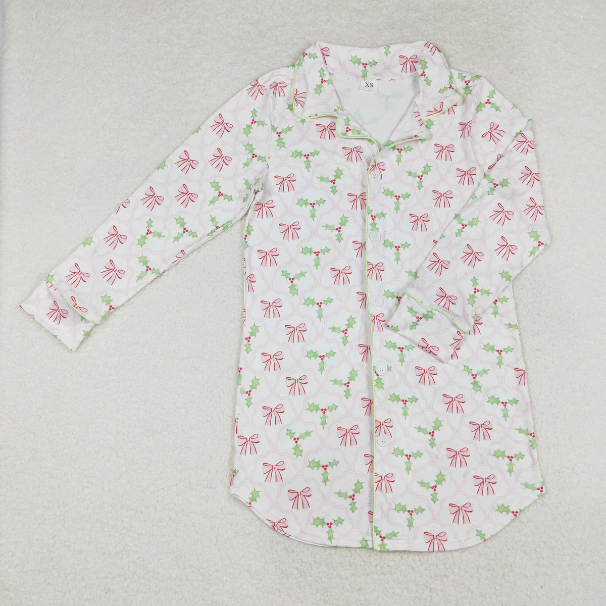 Sibling Adult Women Long Sleeve Gingerbread Holly Deer Christmas Button Shirts Top