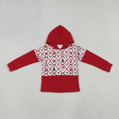 Family Sibling Baby Kids Christmas Red Bows Santa Trees Checked Clothes Sets Rompers Blanked