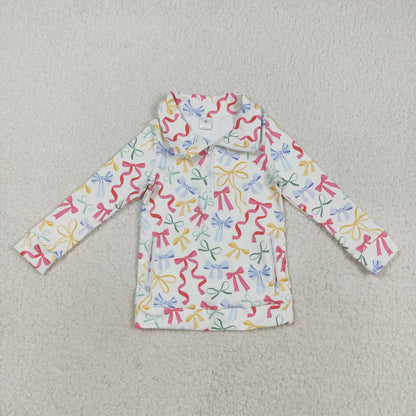 Sibling Baby Girls Flowers Bows Leopard Pockets Half Zipper Yoga Active Pullovers Top