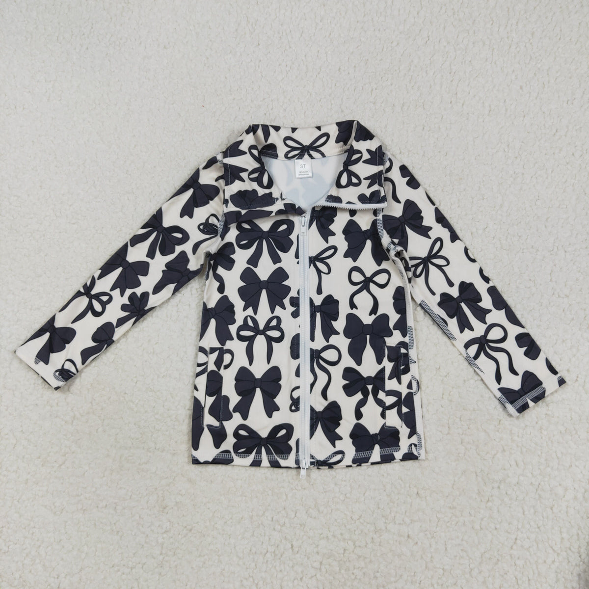 Sibling Baby Girls Flowers Bows Pockets Zipper Yoga Active Pullovers Top