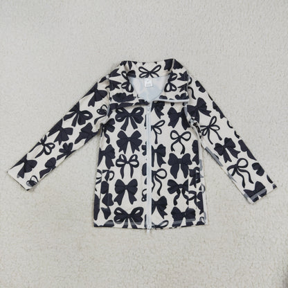 Sibling Baby Girls Flowers Bows Pockets Zipper Yoga Active Pullovers Top