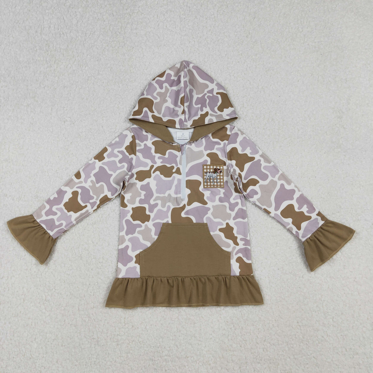 Sibling Baby Kids Camo Embroidery Ducks Dogs Deer Pocket Zip Hunting Hoodies Top
