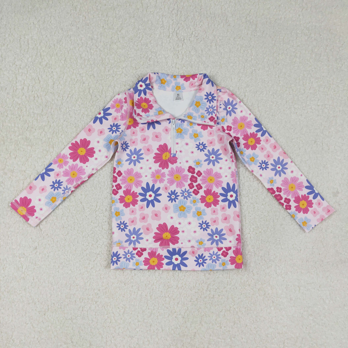 Sibling Baby Girls Flowers Bows Leopard Pockets Half Zipper Yoga Active Pullovers Top
