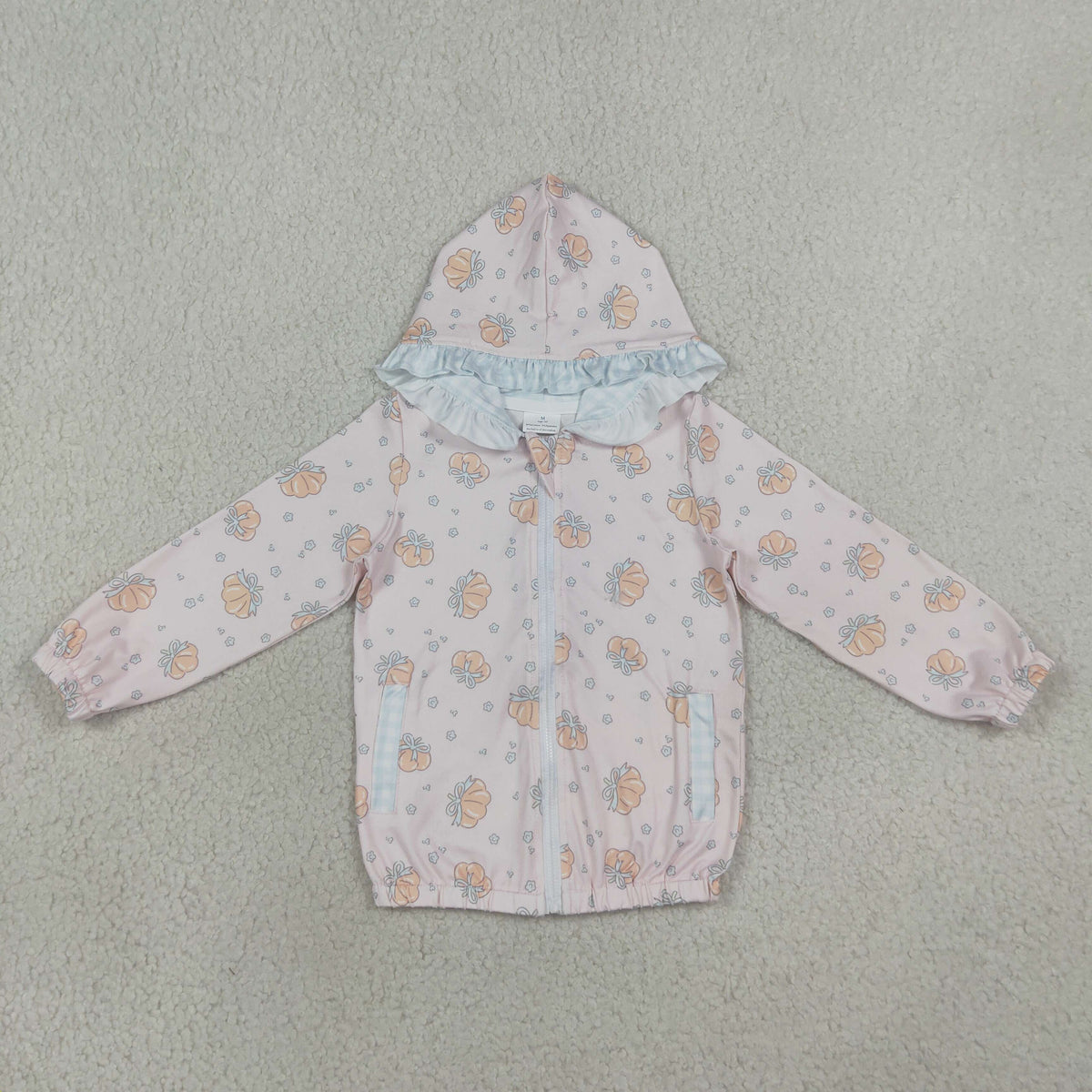 Sibling Baby Girls Long Sleeve Bows Pumpkins Zip Pockets Fall Hoodie Jackets Top