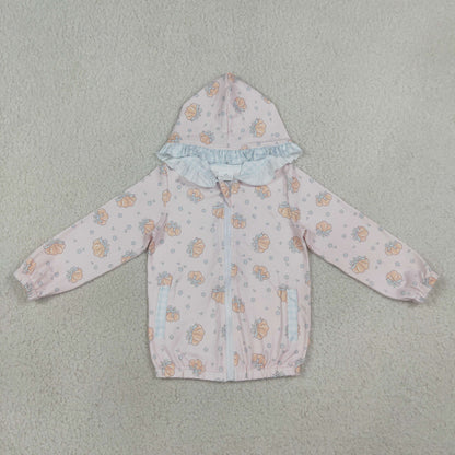 Sibling Baby Girls Long Sleeve Bows Pumpkins Zip Pockets Fall Hoodie Jackets Top