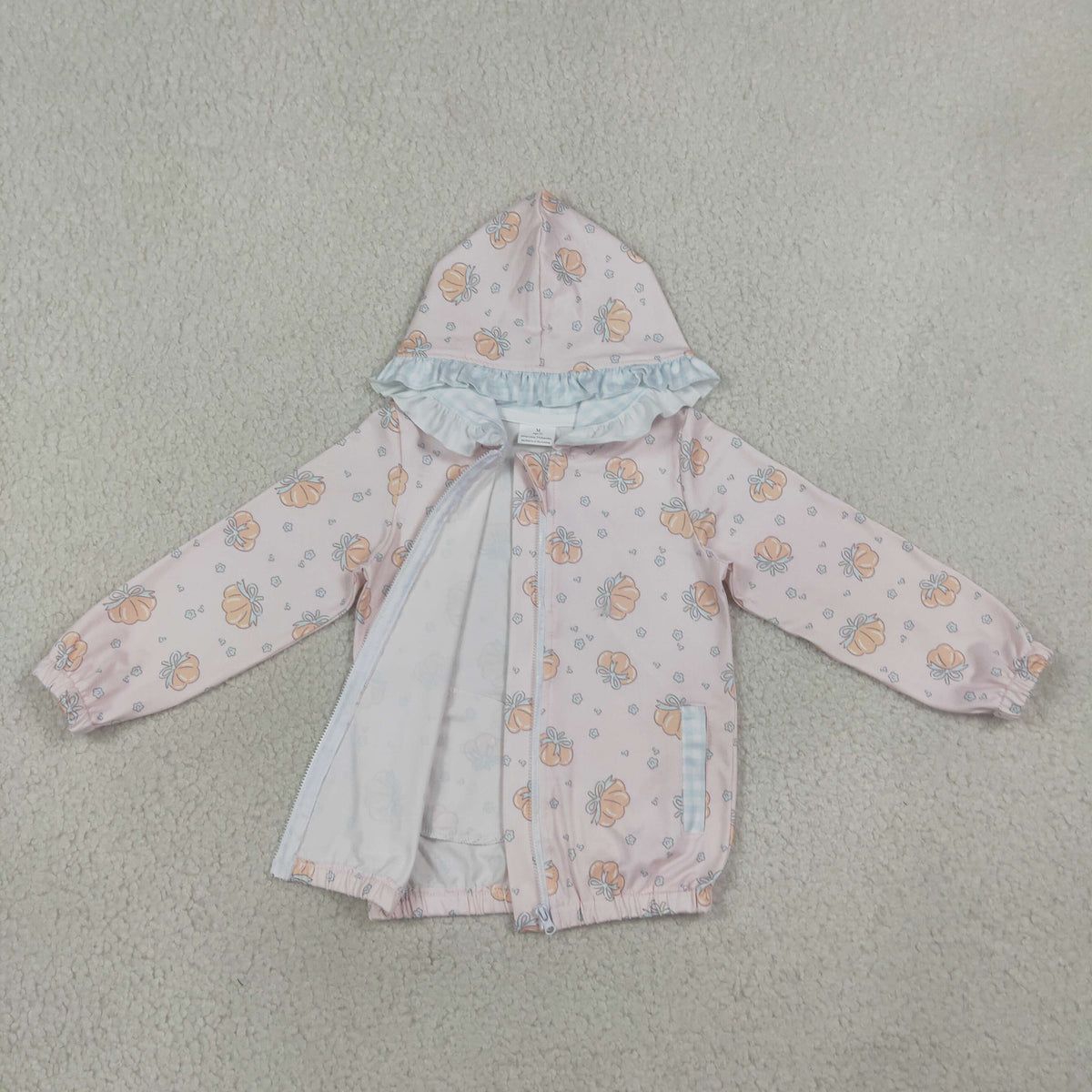 Sibling Baby Girls Long Sleeve Bows Pumpkins Zip Pockets Fall Hoodie Jackets Top