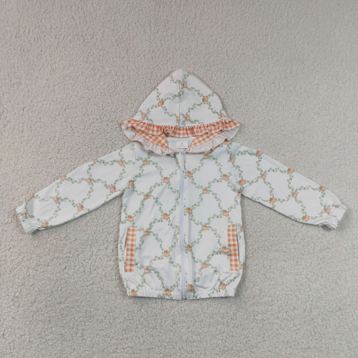 Sibling Baby Girls Long Sleeve Bows Pumpkins Zip Pockets Fall Hoodie Jackets Top